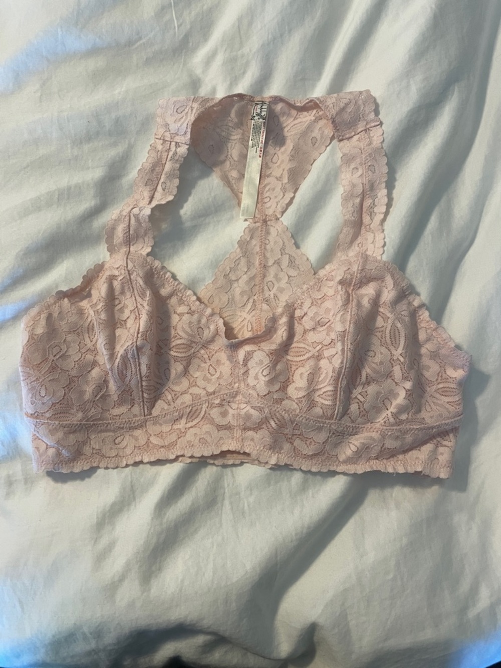 Free People Lace Racerback Bralette in Light Blush